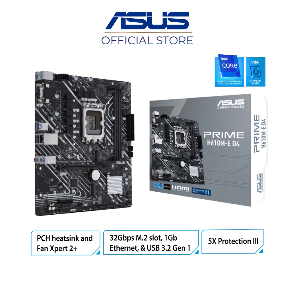 ASUS PRIME H610M-E D4 Intel (LGA 1700) mic-ATX motherboard with DDR4, PCIe  4.0, dual M.2 slots | Shopee Philippines