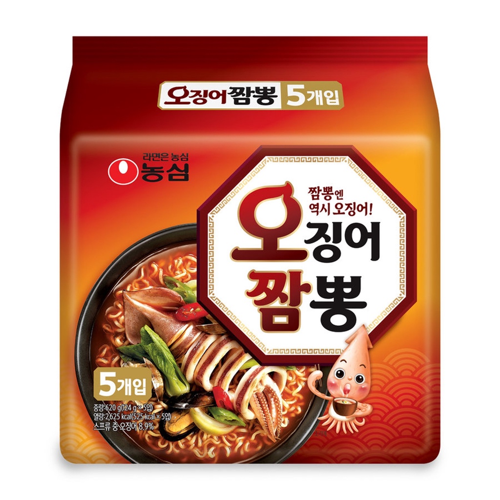 NONGSHIM SQUID JJAMPPONG RAMEN 124g 1PACK*5PCS ( SQUID JJAMBBONG