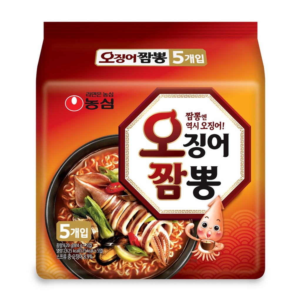 Nongshim Squid Jjamppong Ramen 124g 1pack 5pcs Squid Jjambbong