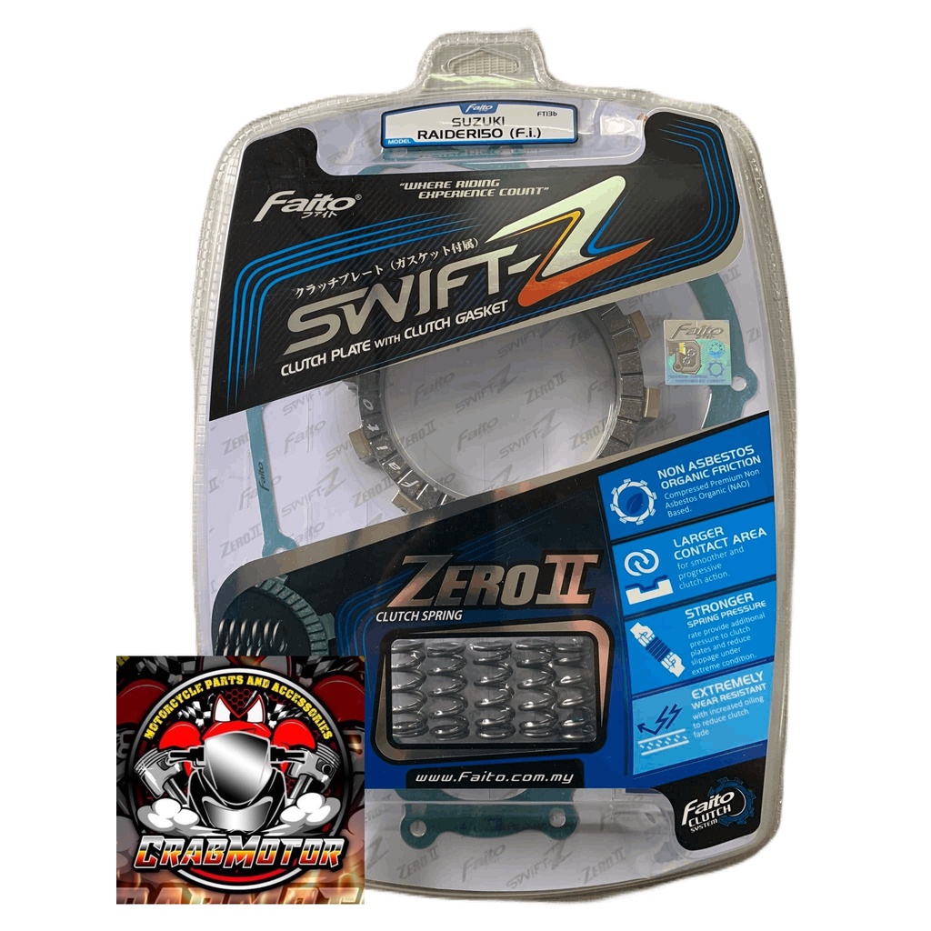 FAITO Clutch Lining + Clutch Spring Raider 150 Carb / Raider 150 Fi