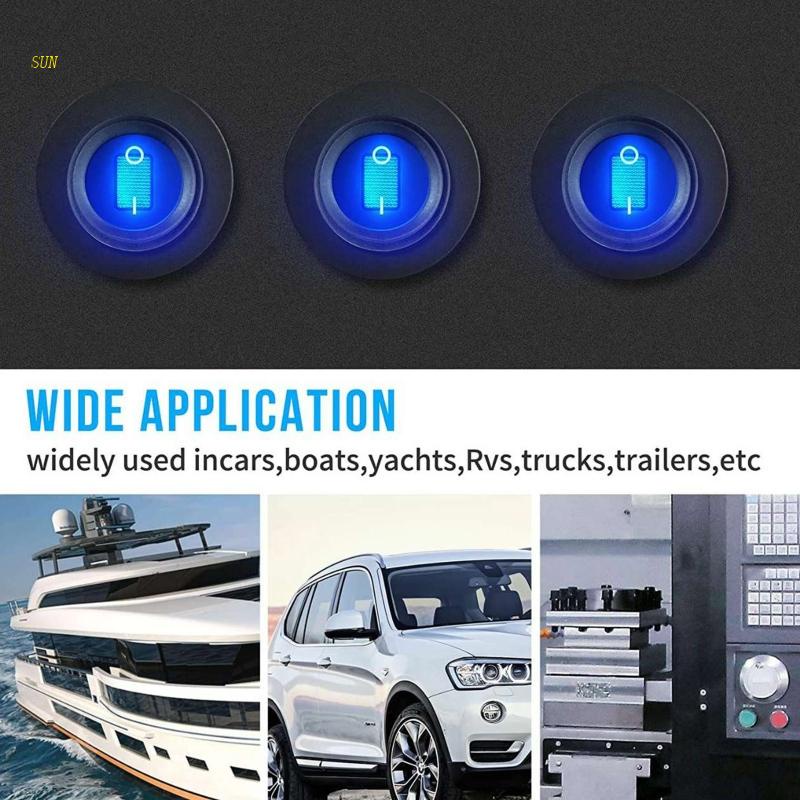 SUN ON/OFF Round Rocker Switch LED illuminated Car Dashboard Dash Boat ...