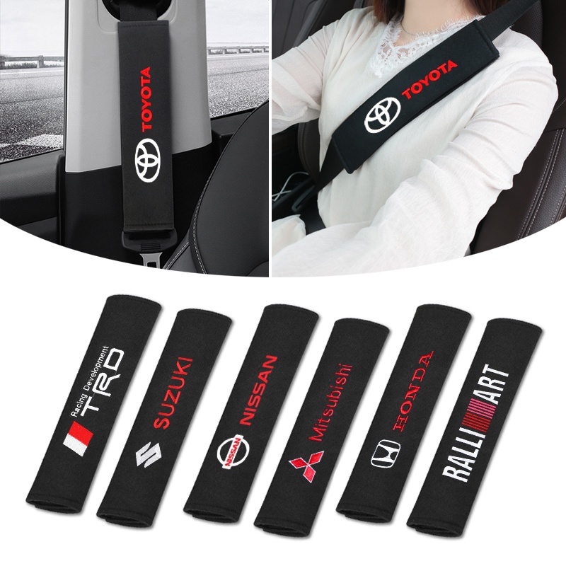 2pcs Car Seat Cover Belt Shoulder Pad Seatbelt Black Cotton Auto Safety