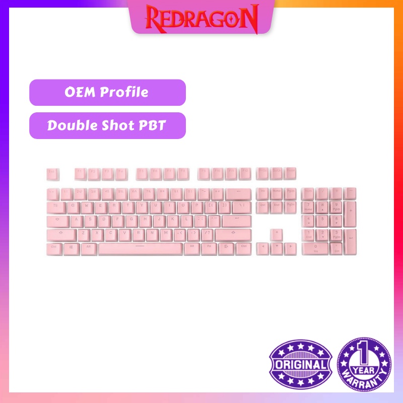Redragon A130 Black Pudding Keycaps, 104 Keys Standard Doubleshot PBT