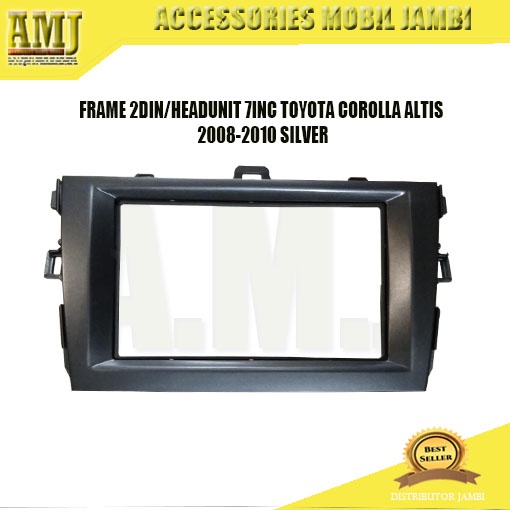 Double DIN 2DIN HEADUNIT FRAME TOYOTA COROLLA ALTIS 2008-2010 SILVER ...