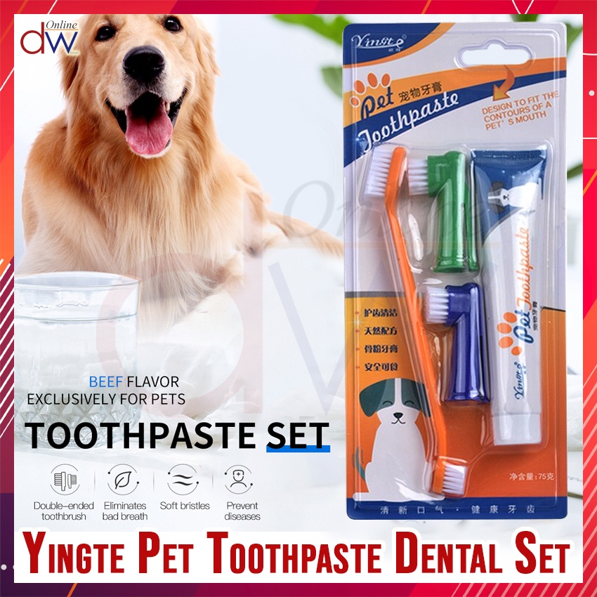 Yingte Pet Toothpaste & Toothbrush Dental Set 75g Complete Dental Care ...