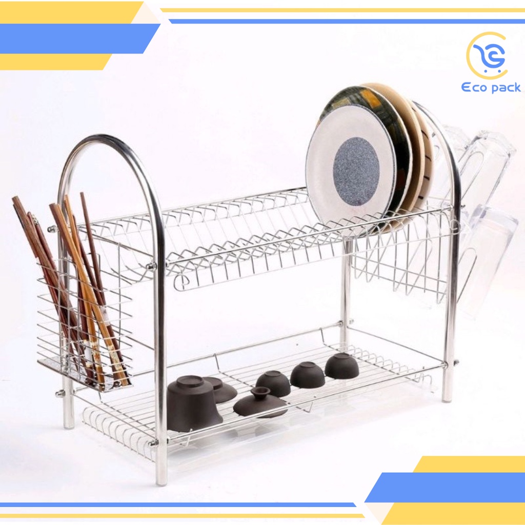 Unibest 2 Layer Stainless steel Kitchen Shelves Dish Rack Dish Drainer ...