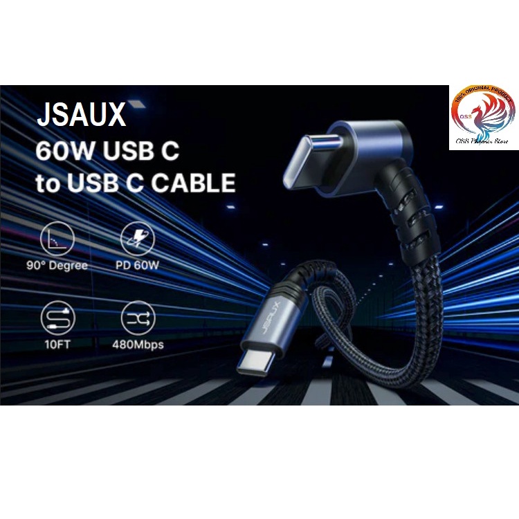 Cc0034 JSAUX Charge Cable 90 Degree USB C to USB C Fast Charge Cable ...