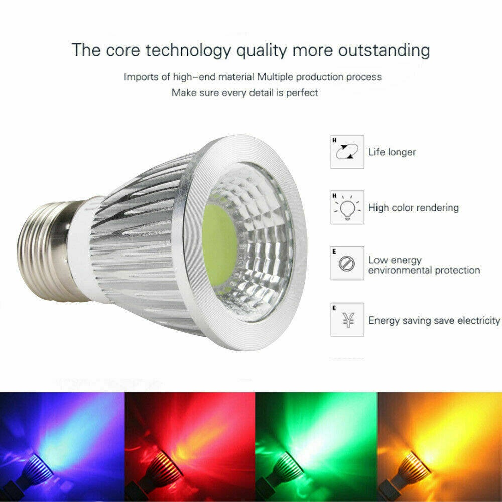 Ranpo Colorful Dimmable Led Cob Spotlight Bulb Gu5 3 Gu10 E27 E14 E12