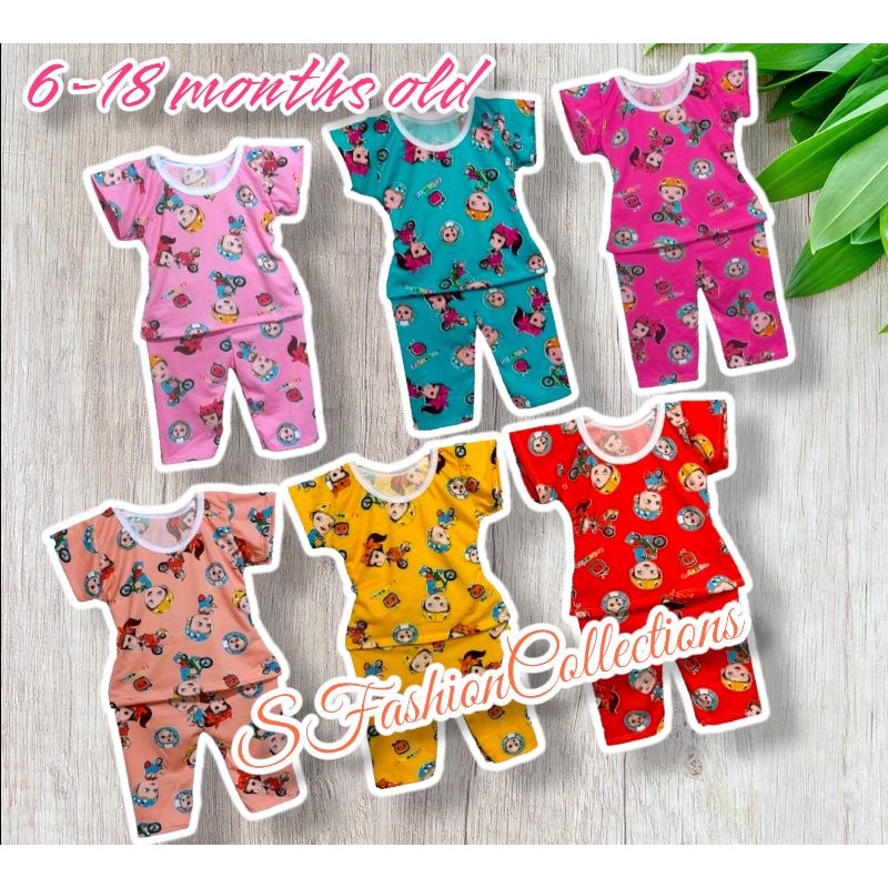 Pambahay/Pantulog Terno Pajama for Baby Girl Cotton Shopee