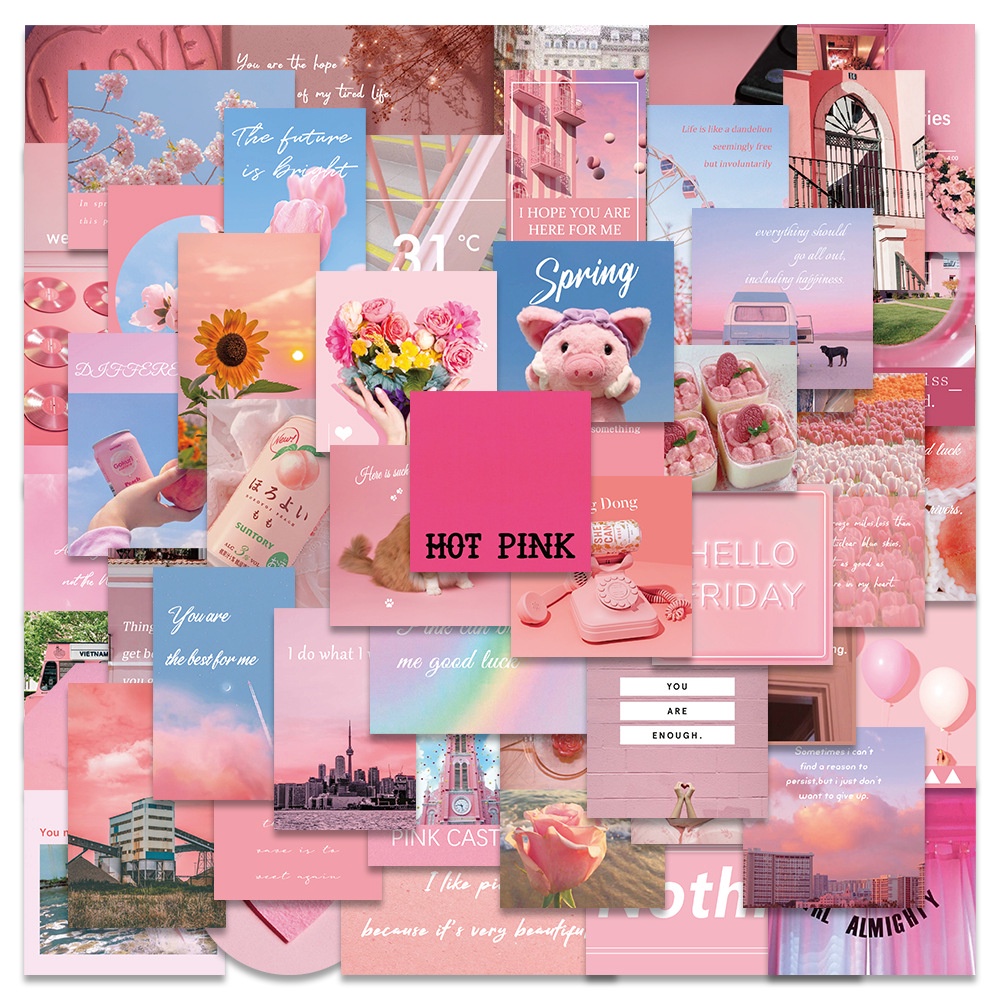 xs603-50pcs pink girly heart beautiful scenery graffiti waterproof ...