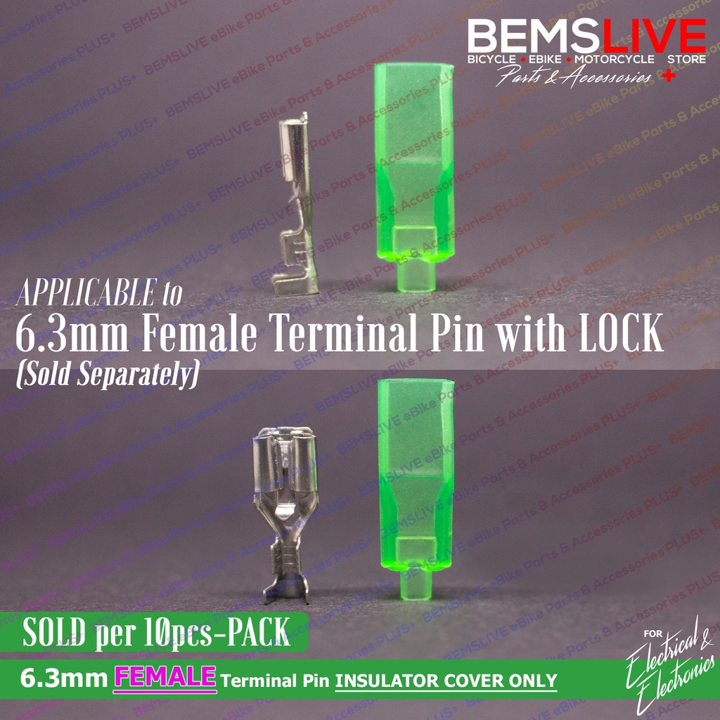 6.3mm FEMALE Terminal Pin with Lock INSULATOR/Cover ONLY or TERMINAL ...