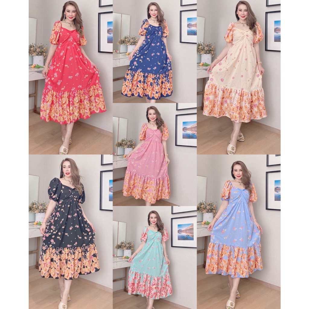 Colorful Boho casual maxi dress, made in Thailand