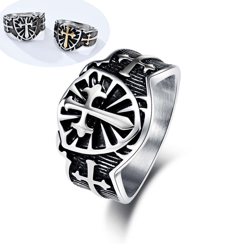 Punk Cross Ring Men's Personality Design Male Jewelry Street Retro ...