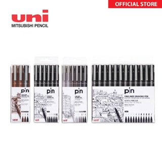 Uni Pin Fineliner Drawing Pen - Black Ink - 1.0mm Nib - Pack of 12