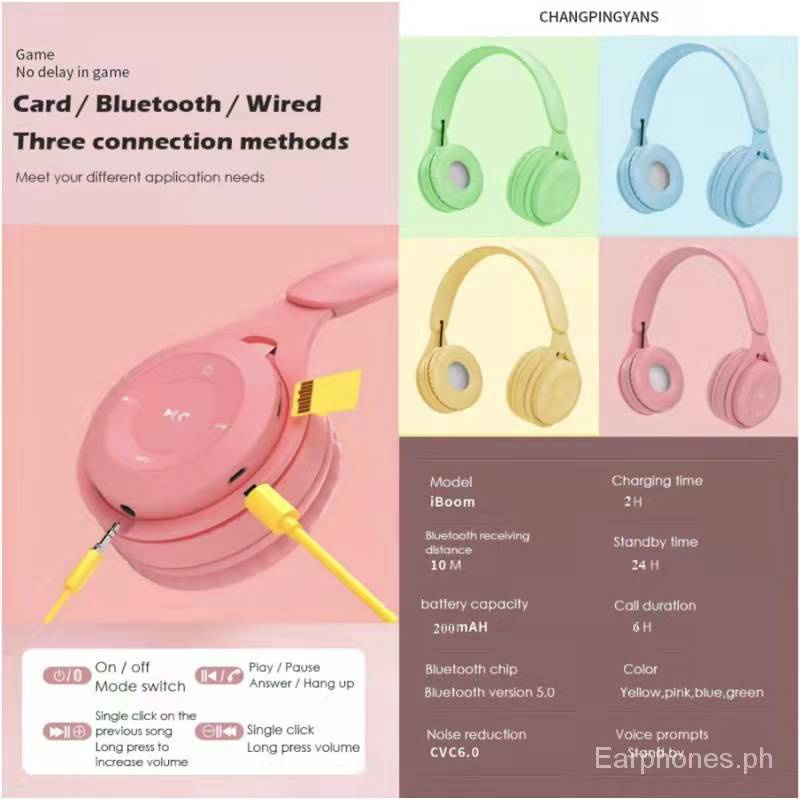 Y08 Wireless Bluetooth HiFi Stereo Over Ear Headphone Headset with