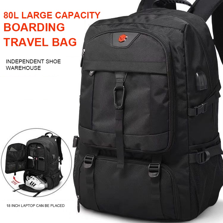 50L-80L Large Capacity Men Travel Backpack Separate Shoe