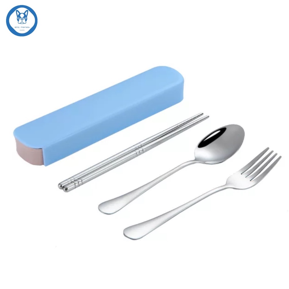 3in1 Spoon Fork And Chopsticks Set With Organizer Stainless Suit Portable Travel Cutlery Set COD