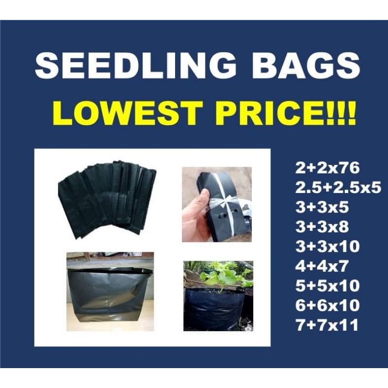 Seedling Potting plastic bags with gusset & holes for gardening makapal