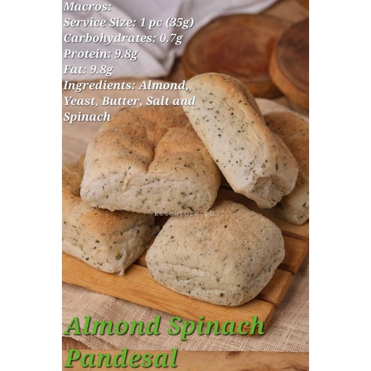 Keto Almond Spinach Pandesal 6pcs (NOT ALLOWED IN VISAYAS & MINDANAO