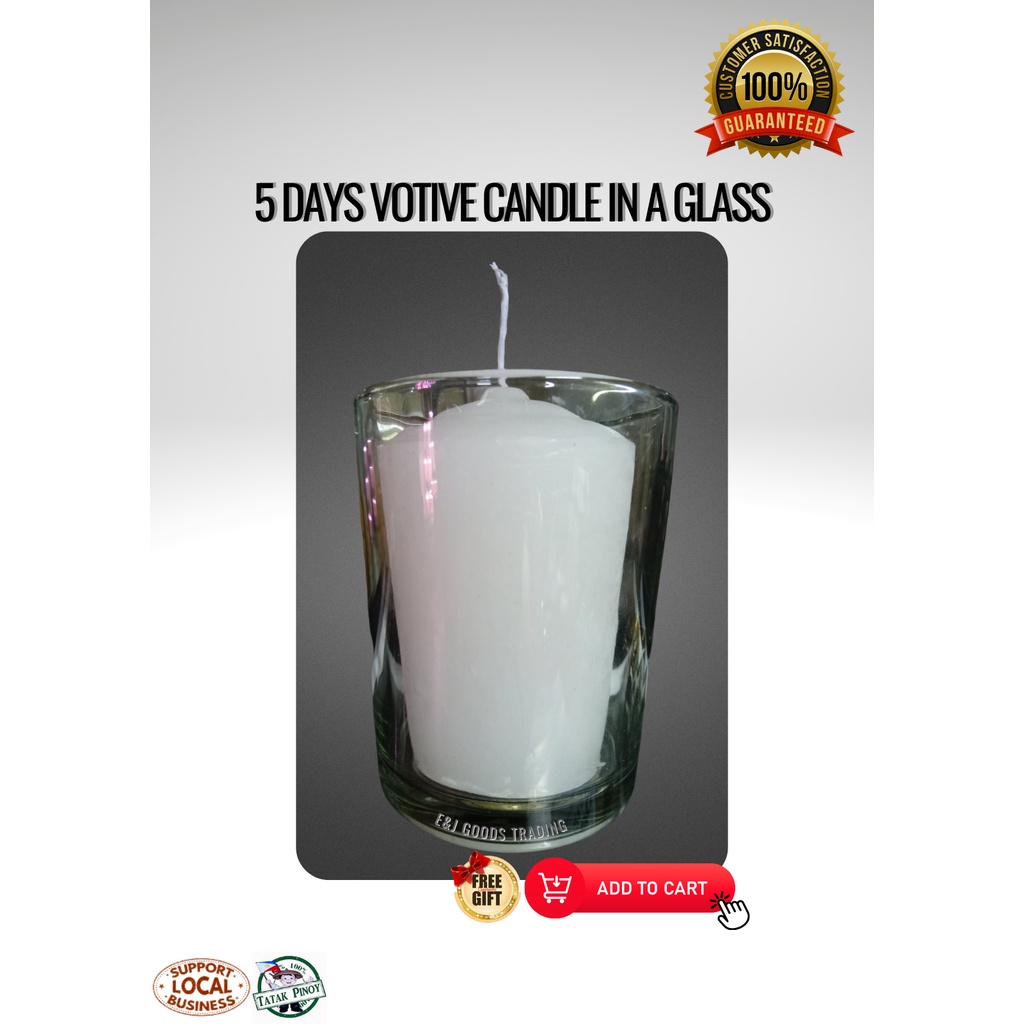 5D candle 10cm white (candle in a glass kandila for home church chapel