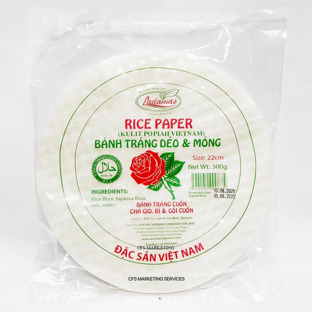 Vietnam - Ladamas Rice Paper 22cm (Halal Rice Paper Vietnam Roll ...