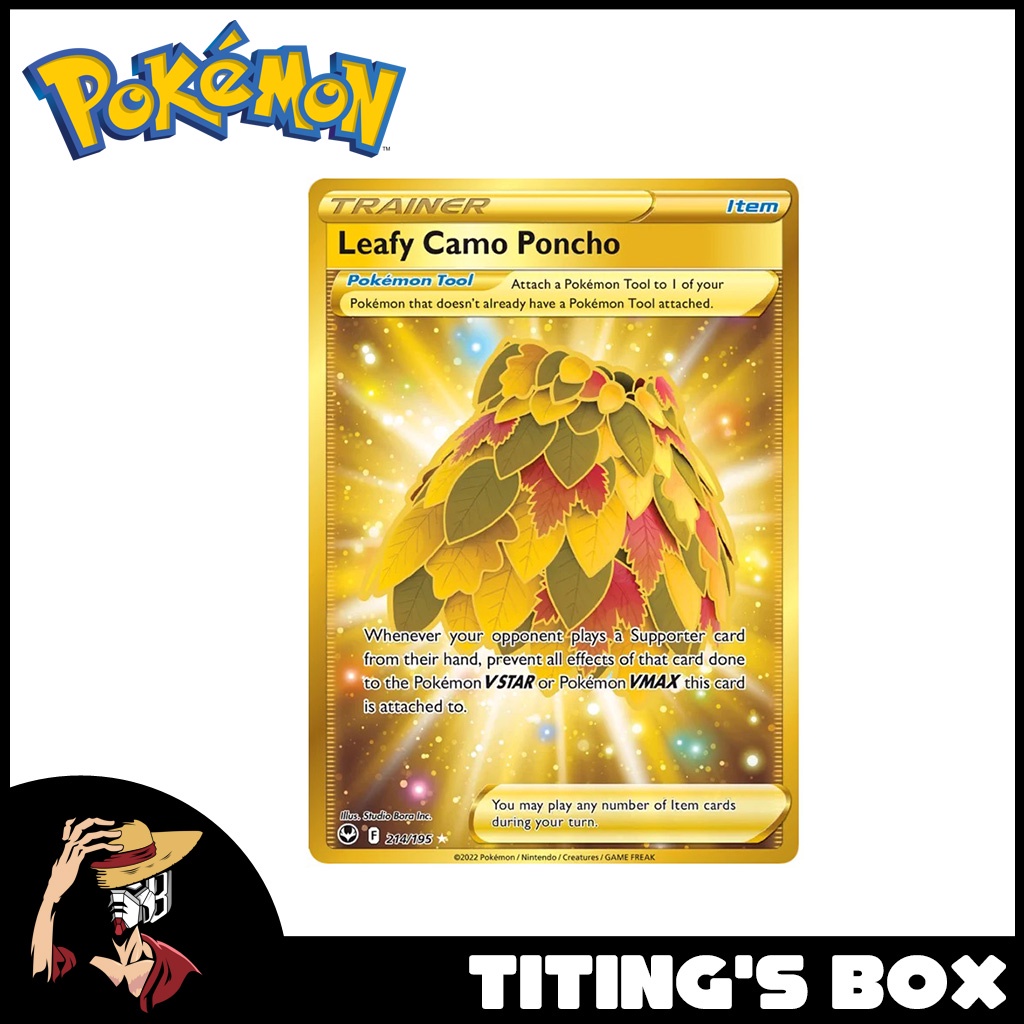 gold leafy camo poncho pokemon card EN] TCG 214/195 Full Art - Silver Tempest 214/195 / Secret Rare Card Type / HP / Stage Leafy Camo Poncho Pokemon Trading