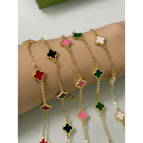 18k bangkok gold gold plated 4leaf bracelet | Shopee Philippines