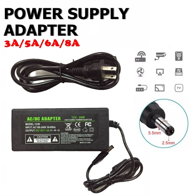DC12V Adapter 3A / 5A /6A/8A Power Supply Adapter For CCTV/TV Plus/WIFI ...