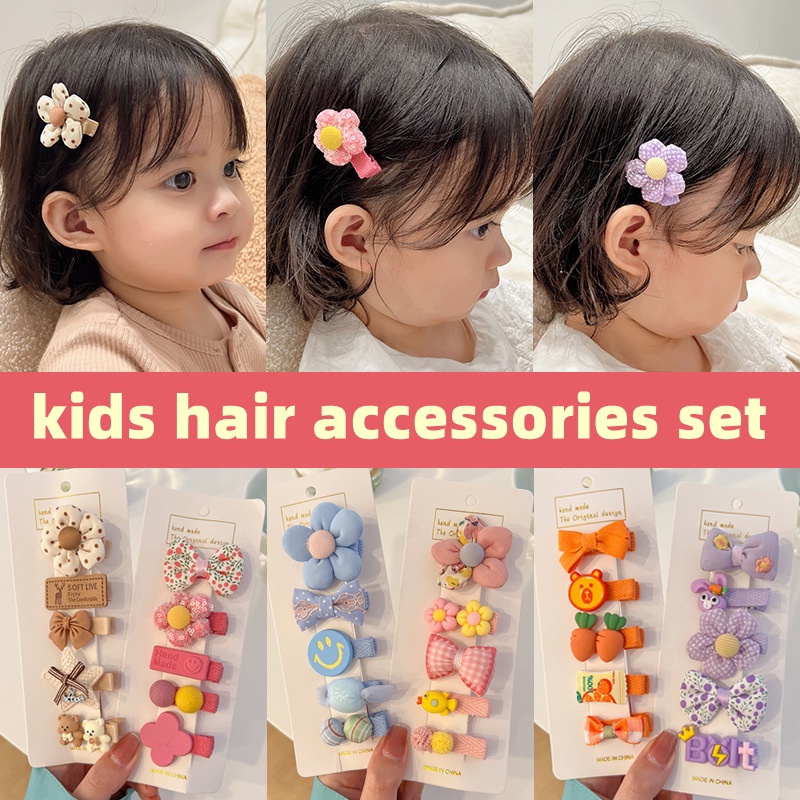 5 pcs / set hair clips for kids children super cute baby cute hair clips do not hurt the hair