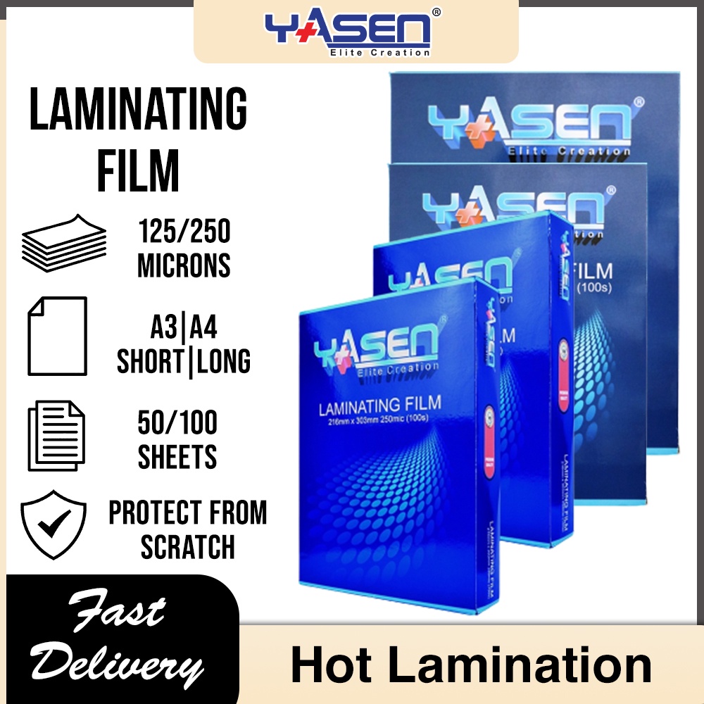 Yasen Laminating Film A4 Short Long A3 125/250 Microns (100