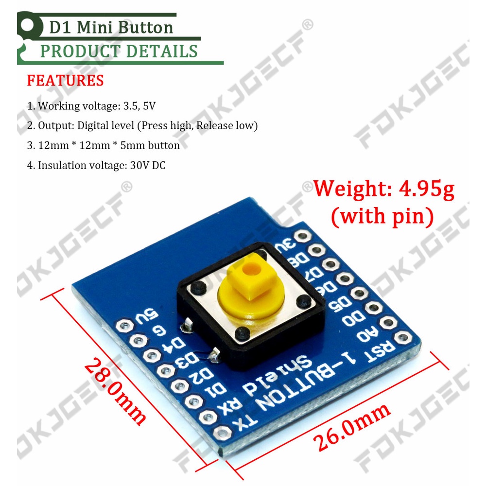 1-Button Shield V2.1.0 for WEMOS D1 mini button | Shopee Philippines