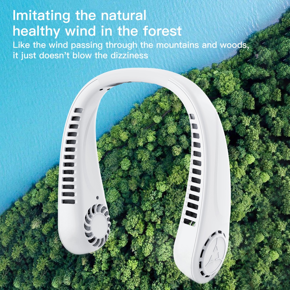 Portable Bladeless Neck Cooler Rechargeable Hanging Electric Fan with