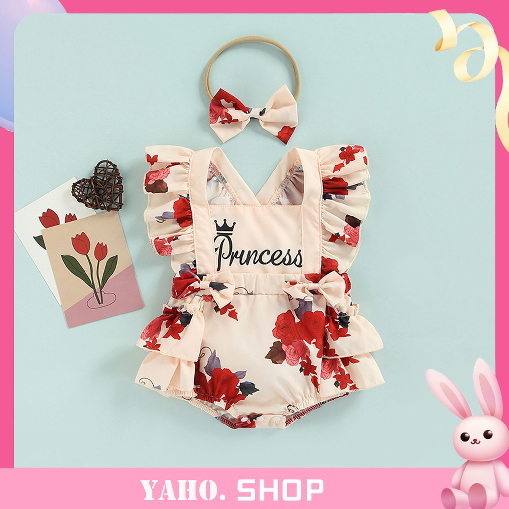 ZXTNewborn Toddler Baby Girl Fly Sleeve Floral Square Neck Bodysuit