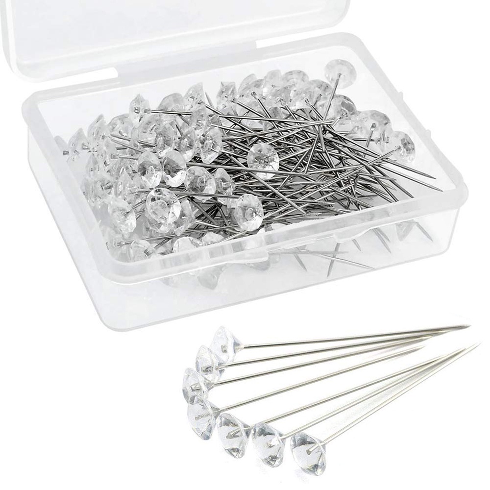 50/100Pcs Sewing Fixed Needle Transparent Diamond Needle DIY Wedding ...
