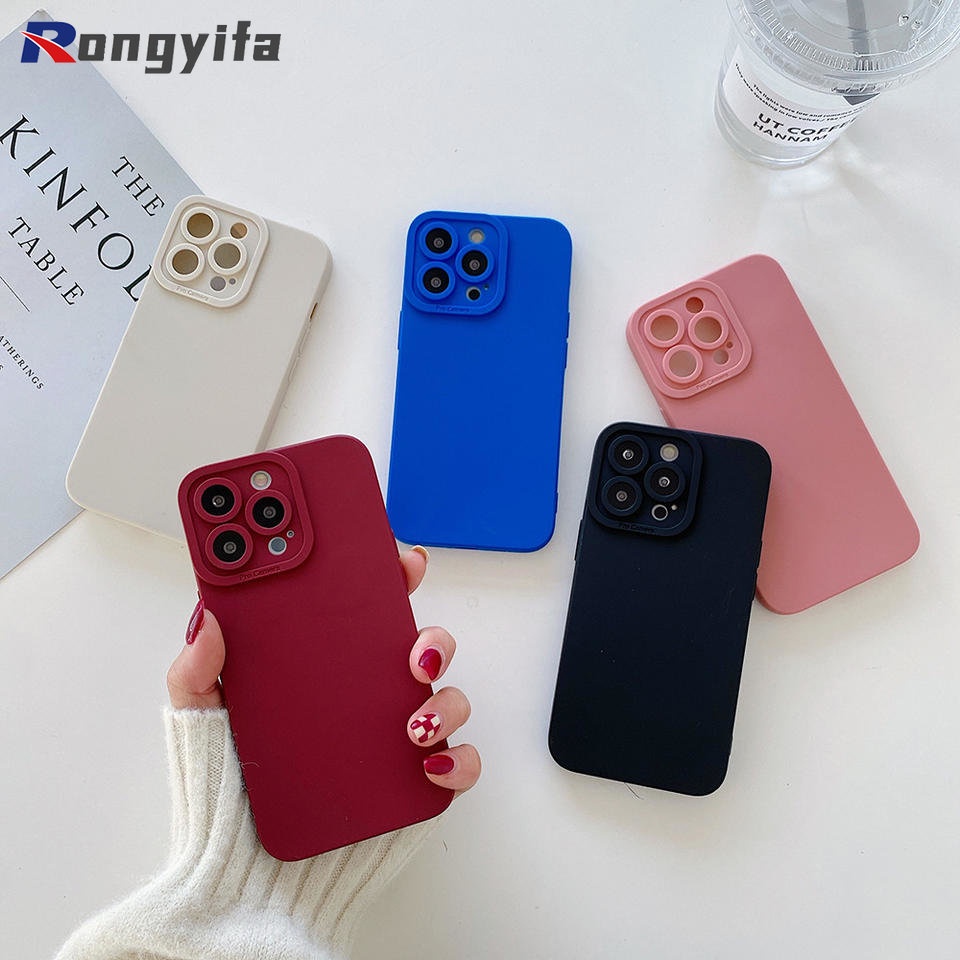 For Vivo Y51 Y51A Y31 Y53S Y91 Y95 S1 Y7S Z3 Z3i Phone Case Square Simple  Shockproof Solid Color Soft TPU Case Camera Lens Protection Case Back Cover