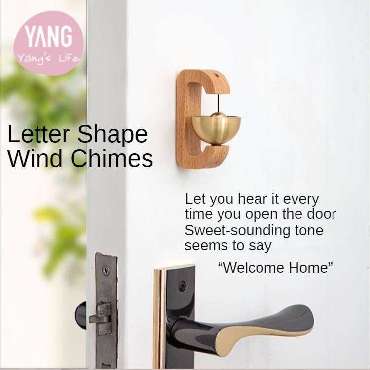 TinyGlam Wooden C-Shaped Wind Chime,2025 New Suction Door Type Solid Wood Wind Chime Magnetic Door Chime Door Wind Chimes When Door Opens For Home