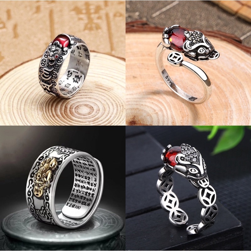 Piyao retro heart sutra mantra ring six-character pixiu mantra ring ...
