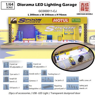 Diorama 1/64 Car Garage Model LED Lighting Car Parking Lot