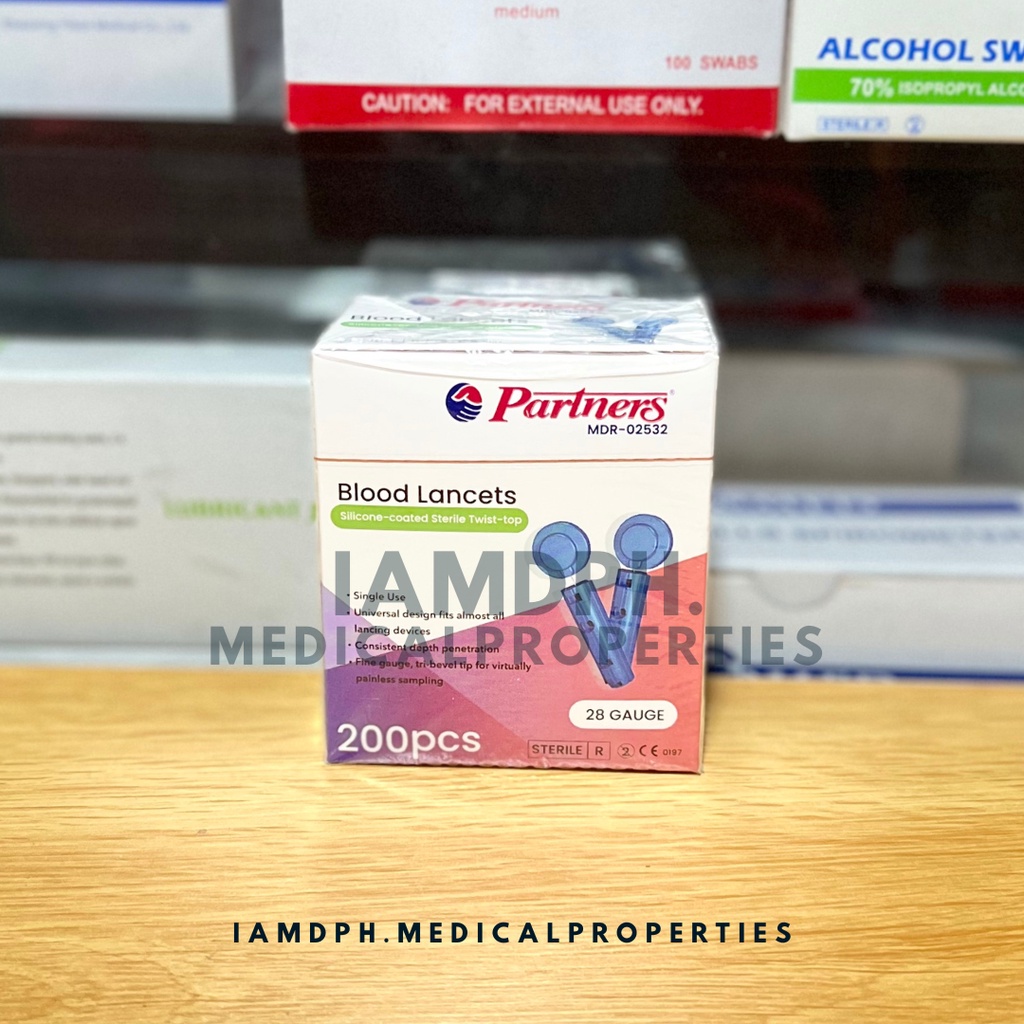 Partners Blood Lancet Gauge 28 (Sterile) (1box/200's) Shopee