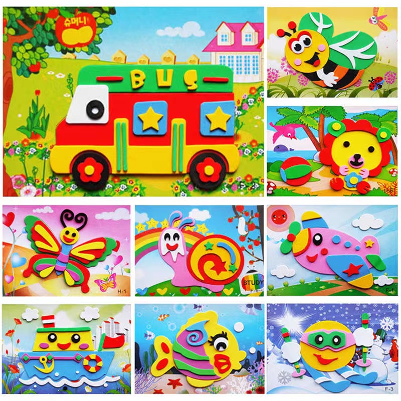 KUUQA DIY Cartoon 3D EVA Foam Sticker Puzzle Kids Art Craft Gift ...