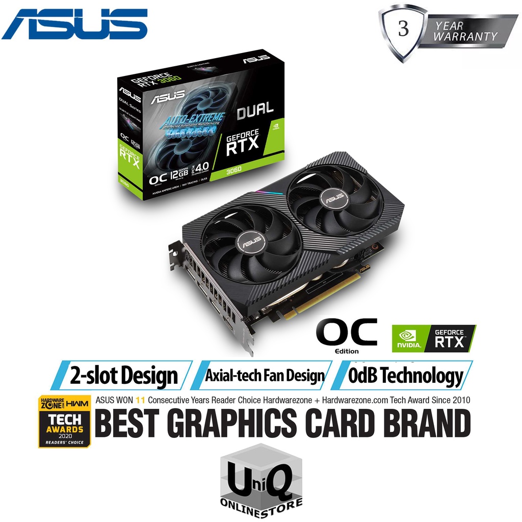 ASUS Dual GeForce RTX™ 3060 V2 (DUAL-RTX3060-O12G-V2) OC Edition (LHR) 12GB  GDDR6 Graphics Card | Shopee Philippines