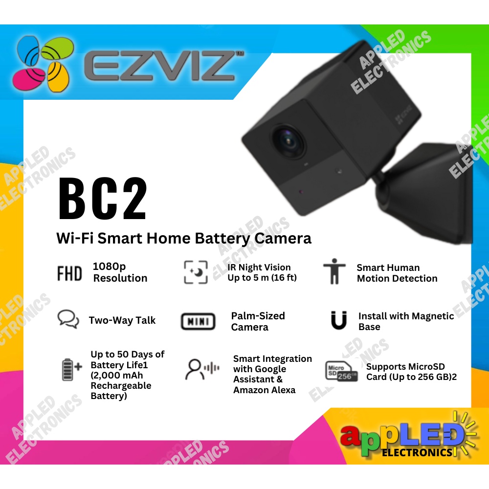 EZVIZ BC2 2MP Wi-Fi Smart Home Battery CCTV Camera | Shopee Philippines