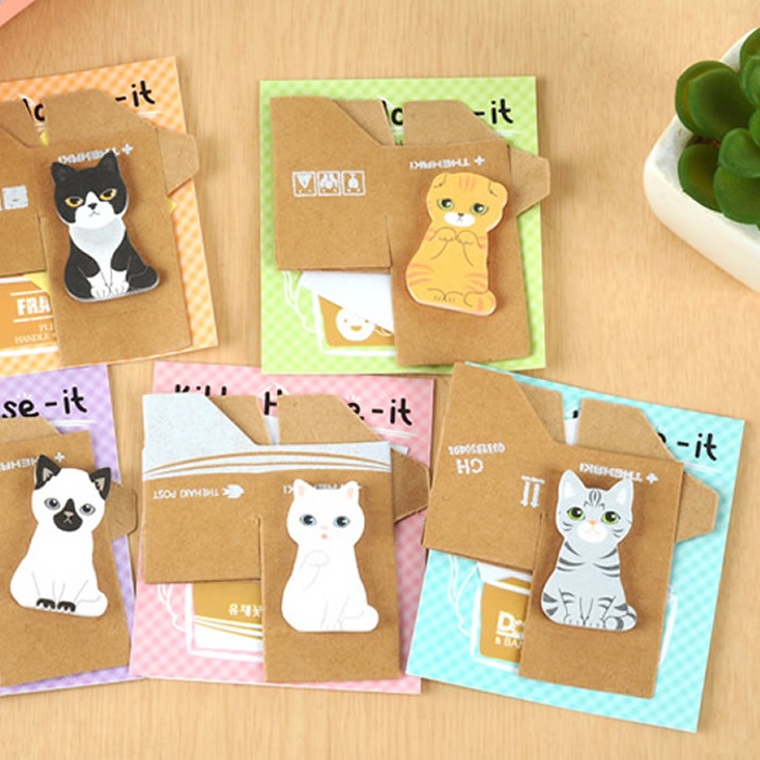 30 Pcs Cute Kitty Sticky Notes Cat Memo Pads Animal Page Flags ...