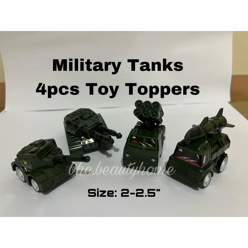 4pcs Military Army Tanks trucks Mini Cake Cupcake Topper small soldiers