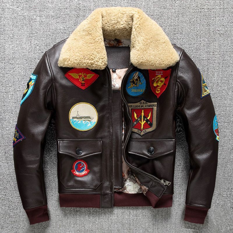 Men's 100% G1 Genuine Leather Jacket Tom Cruise Top Gun Air Force Multi ...