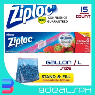  Ziploc Quart Food Storage Slider Bags, Power Shield