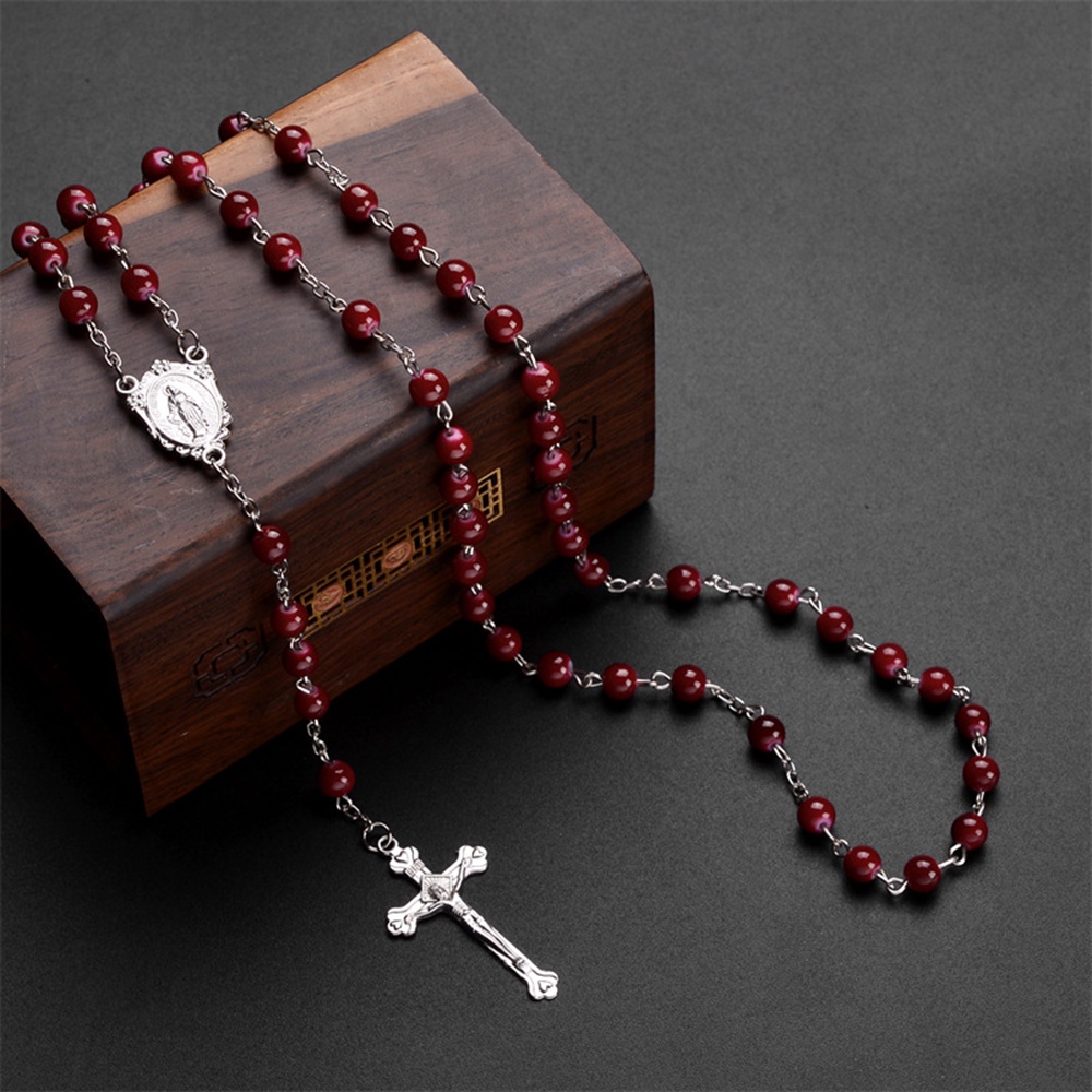 Dark Red Faux Agate Beads Chain Prayer Chaplet Our Lady Miraculous ...