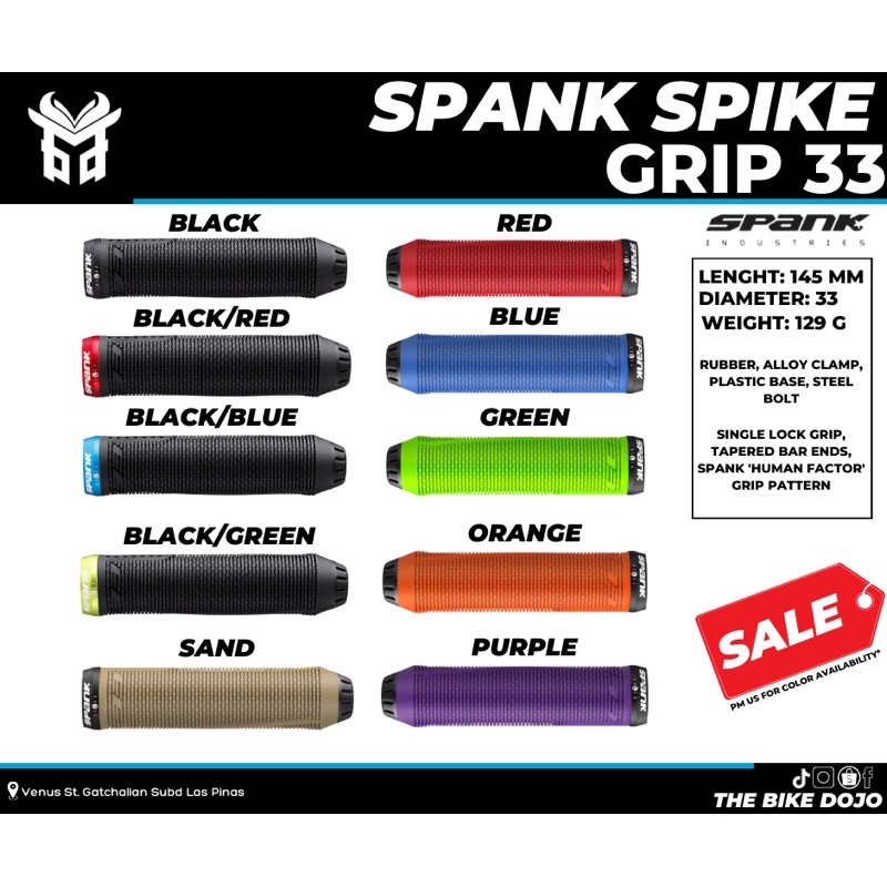 Poignées De Vélo Spank Spike 33 - Diamètre 33 Mm, Longueur 145 Mm, Grips Confortables Avec Fins Anti-bouchons