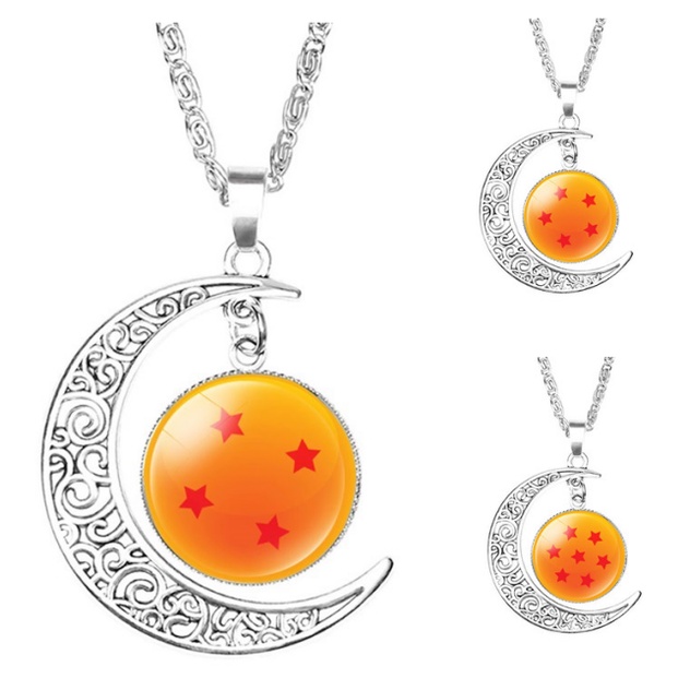 Anime Accessories Dragon Ball Z Necklace Orange 7 Star Moon Pendant
