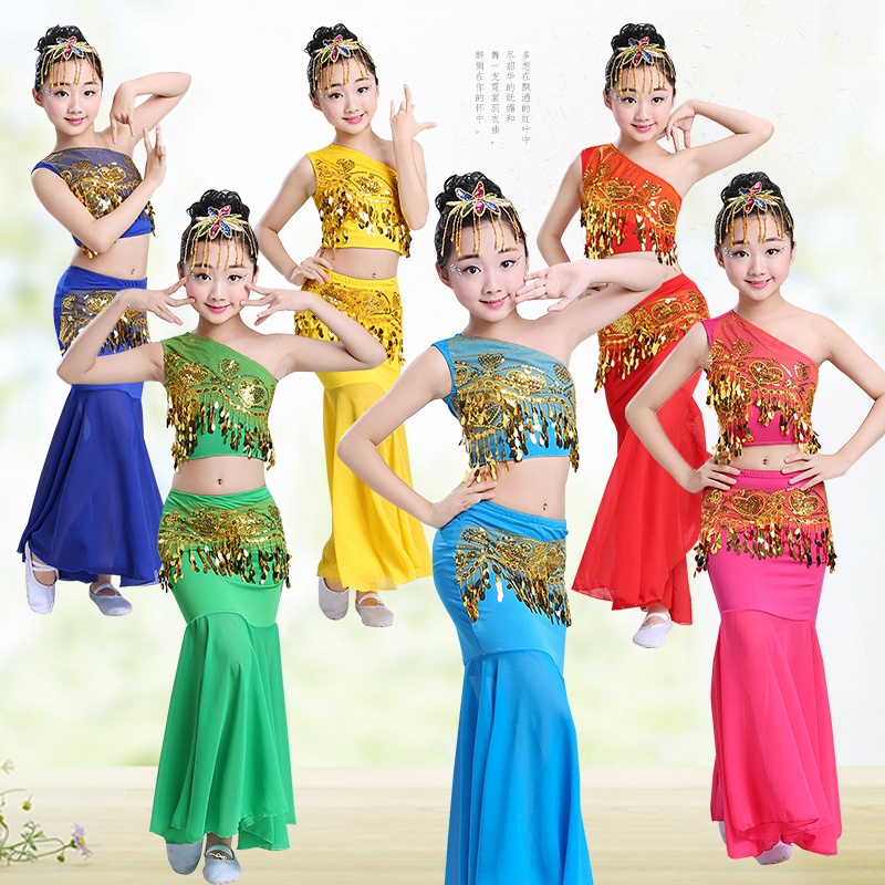 Children Children's Ethnic Dance Costume Peacock Performance Girls